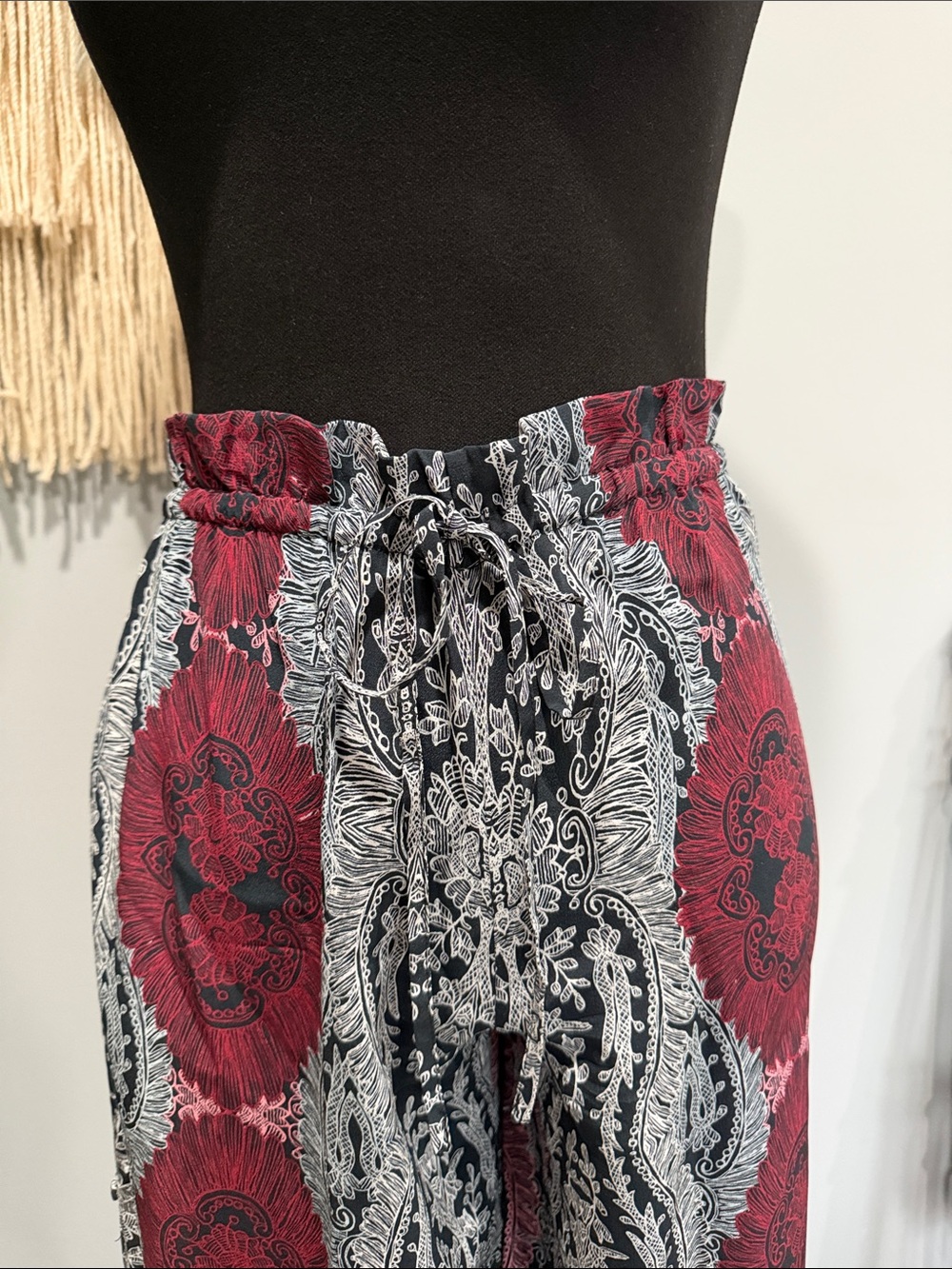 INTERMIX Boho Split Leg Wide Pants Paisley Print Small (P) - Picture 5 of 12